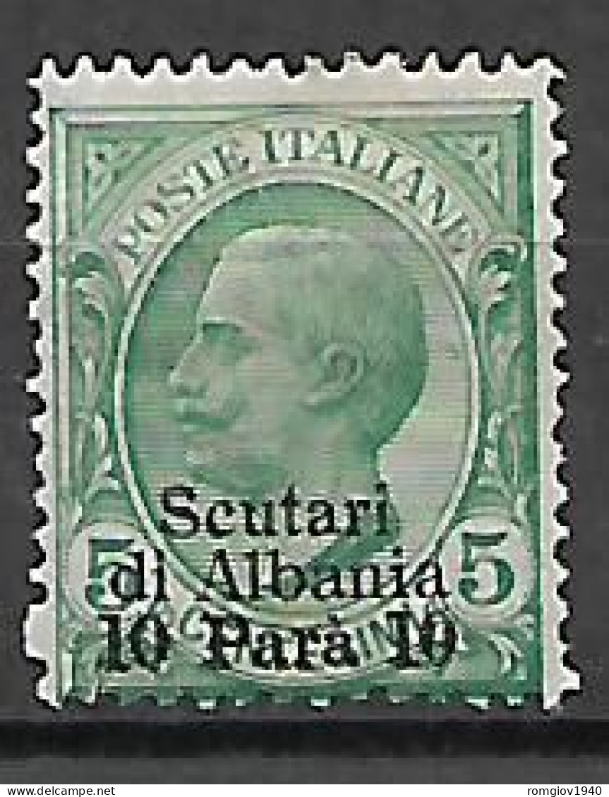 REGNO D'ITALIA LEVANTE  1909-1911 SCUTARI D'ALBANIA FRANCOBOLLI SOPRASTAMPATI SASS. 1 MLH  VF - Uffici D'Europa E D'Asia