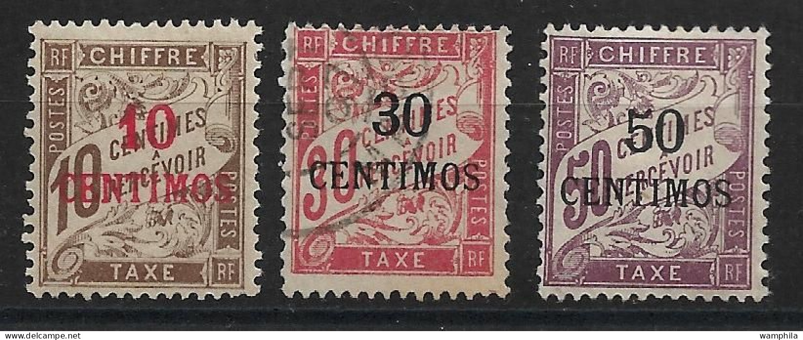 Maroc, 1896 Taxe N°2a* / 3 Oblitéré/4* Cote 81€ - Strafport