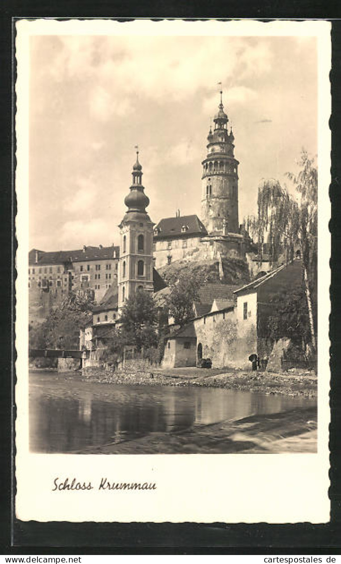 AK Krumau / Cesky Krumlov, Schloss Und Fluss  - Tschechische Republik