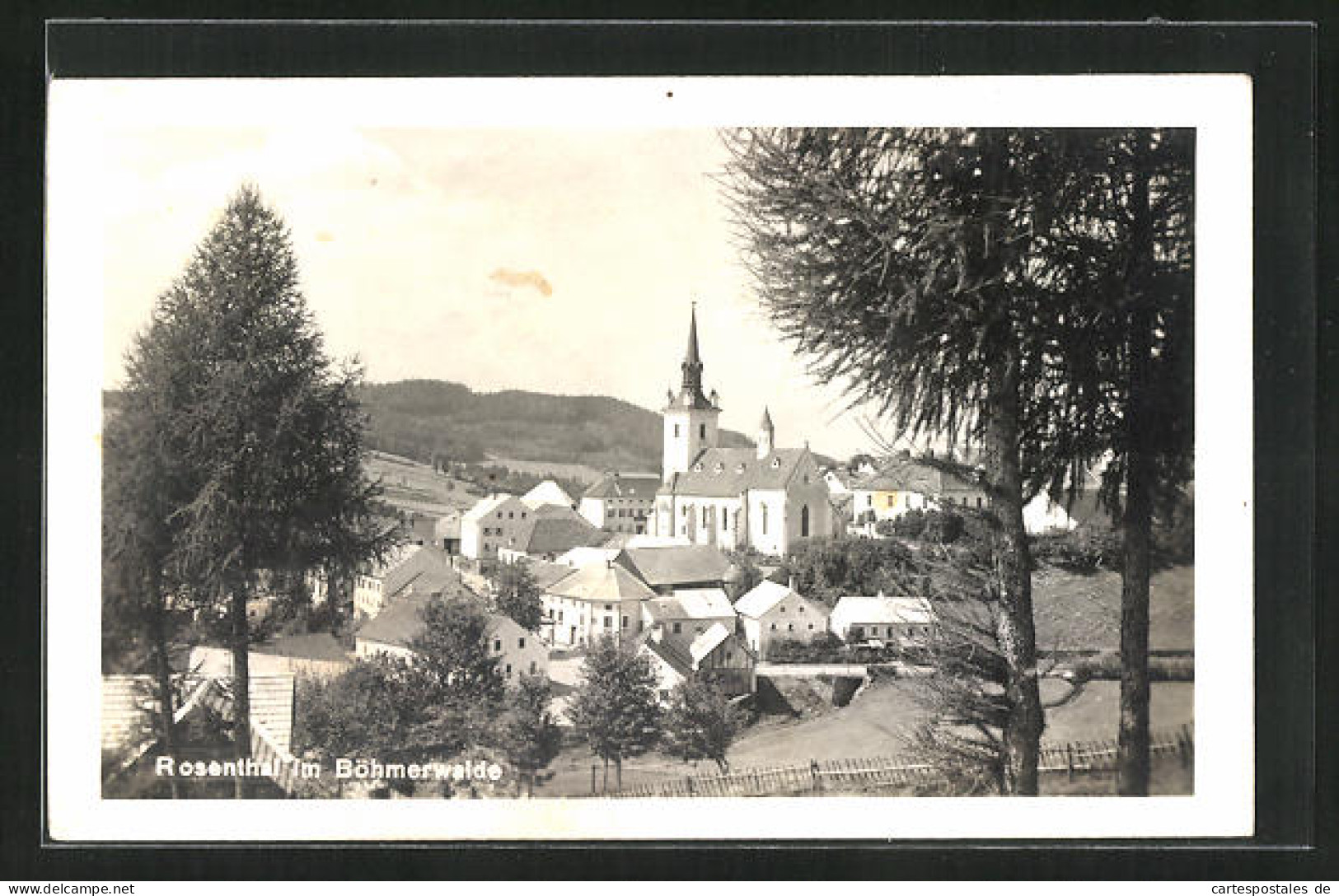 AK Rosenthal Im Böhmerwald, Ortspartie Mit Kirche  - Tschechische Republik