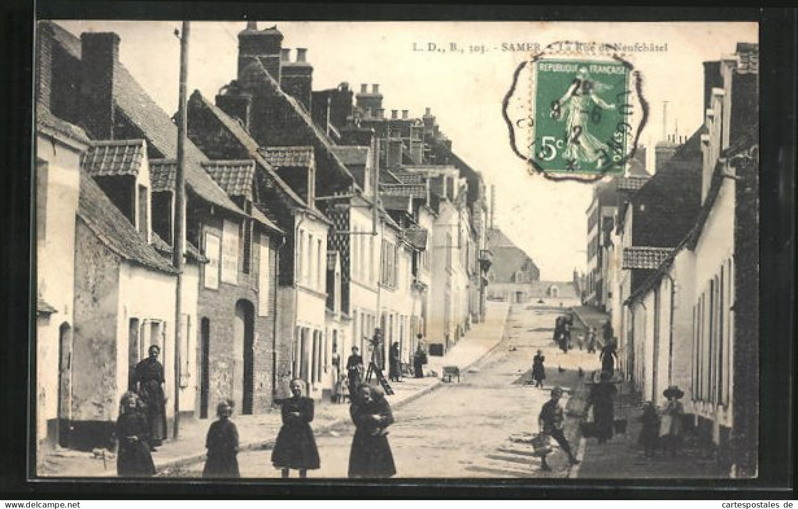 CPA Samer, La Rue De Neufchâtel  - Samer