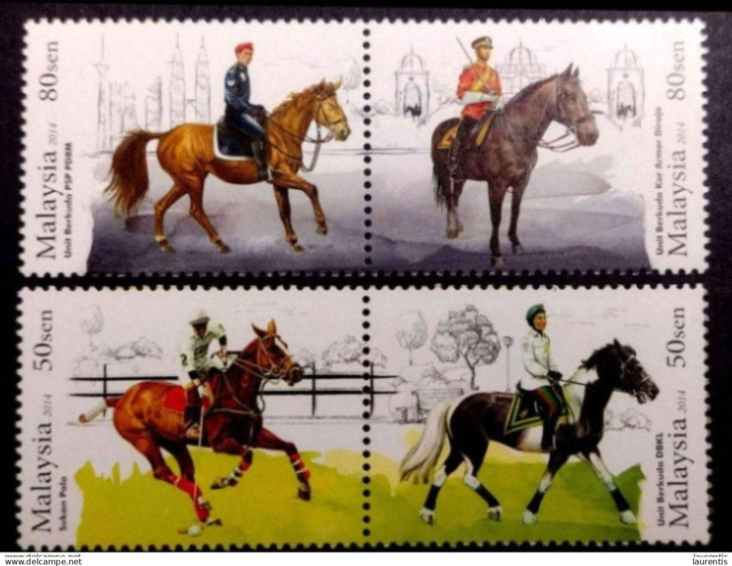 D233  Horses - Police - Polo - Chinese Year - Malasya 2014 MNH - 1,75 - Chevaux