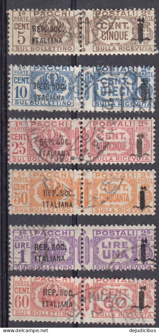 ITALIA, REPUBBLICA SOCIALE - 1944 - Lotto Di 6 Francobolli Usati Per Pacchi: Unificato 36/38 E 40/42. - Pacchi Postali