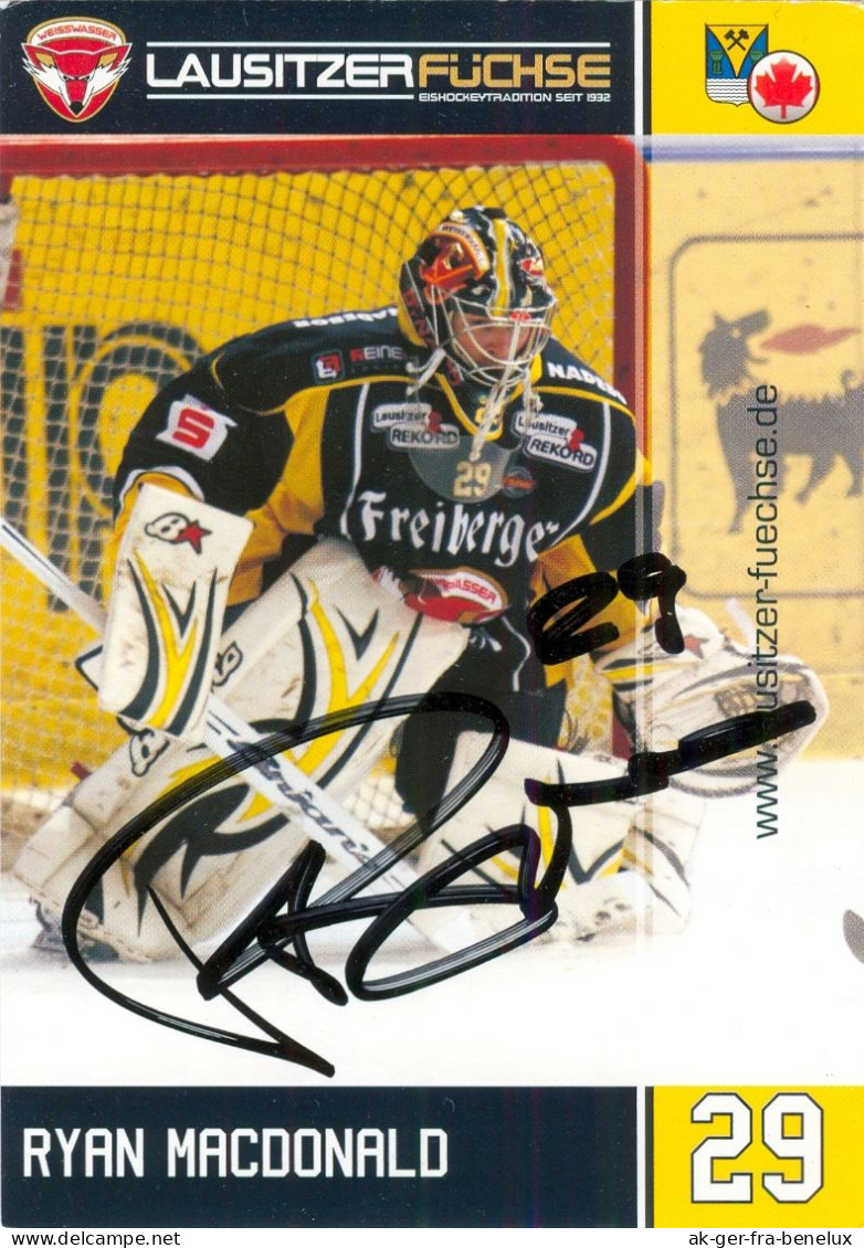 Autogramm Eishockey AK Ryan MacDonald EHC Lausitzer Füchse 09-10 Weißwasser Heilbronner Falken ESG Heilbronner Falken - Winter Sports