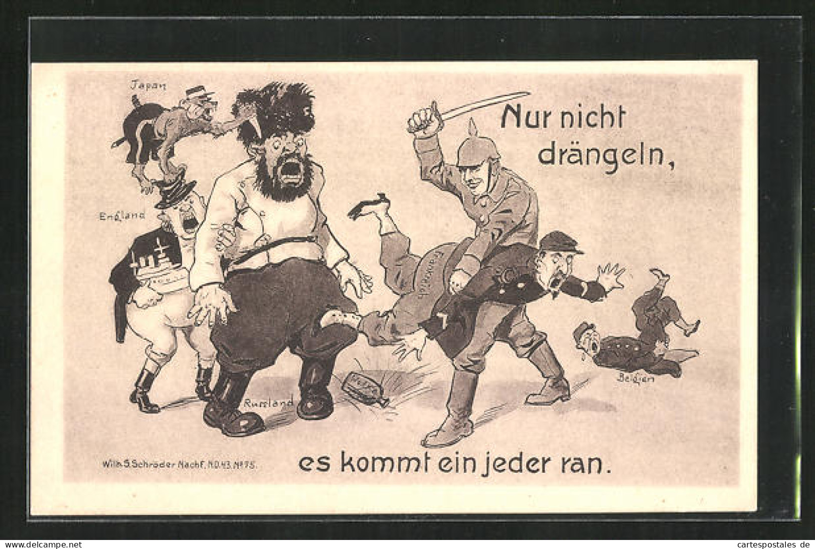 AK Deutscher Soldat Verprügelt Kriegsgegner, Propaganda 1. Weltkrieg  - Guerra 1914-18