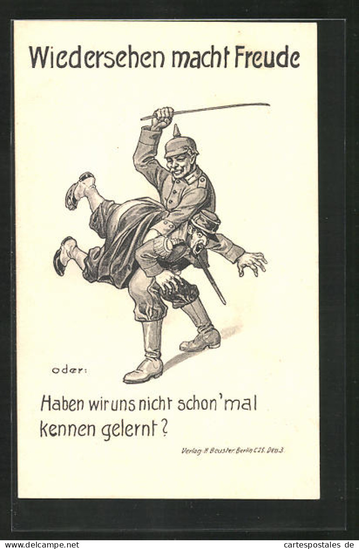 AK Deutscher Soldat Versohlt Den Hintern Eines Feindes, Propaganda 1. Weltkrieg  - Guerra 1914-18