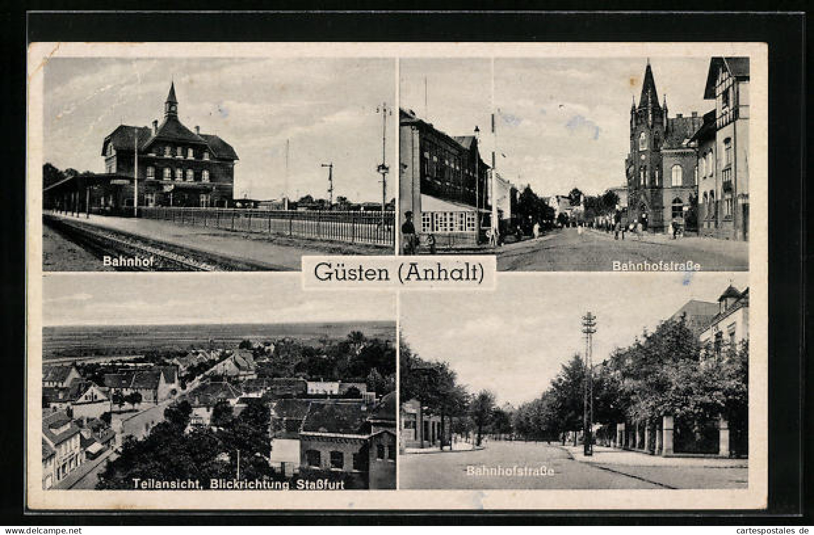 AK Güsten /Anhalt, Bahnhof, Bahnhofstrasse, Teilansicht Blickrichtung Stassfurt  - Stassfurt