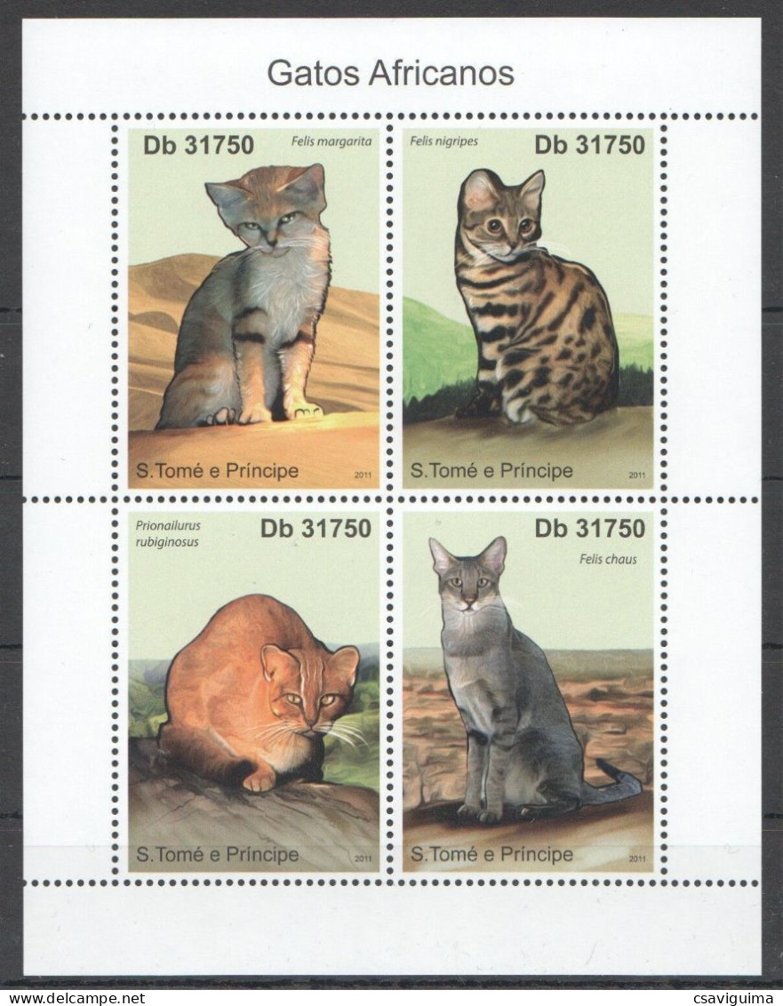 St Tome E Principe - 2011 - Cats - Yv 3912/15 - Katten