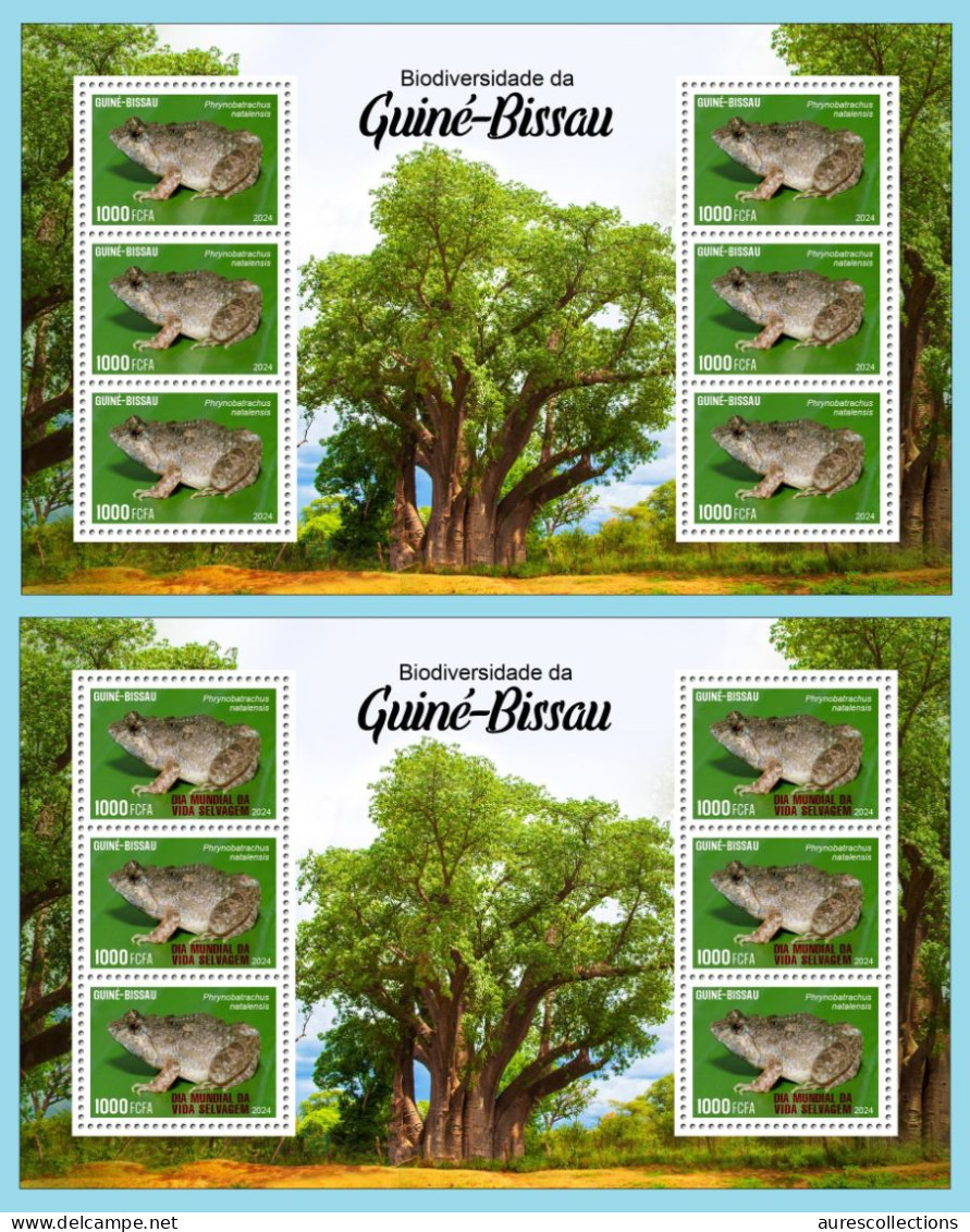 GUINEA BISSAU 2024 MS 6V - REG & OVERPRINT - FROG FROGS GRENOUILLES - BIODIVERSITY - WILDLIFE WORLD DAY - MNH - Grenouilles