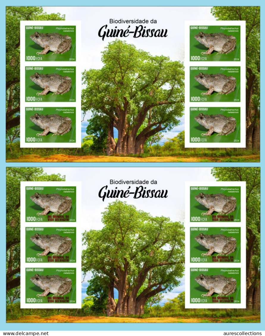 GUINEA BISSAU 2024 IMPERF MS 6V - REG & OVERPRINT - FROG FROGS GRENOUILLES - BIODIVERSITY - WILDLIFE WORLD DAY - MNH - Kikkers