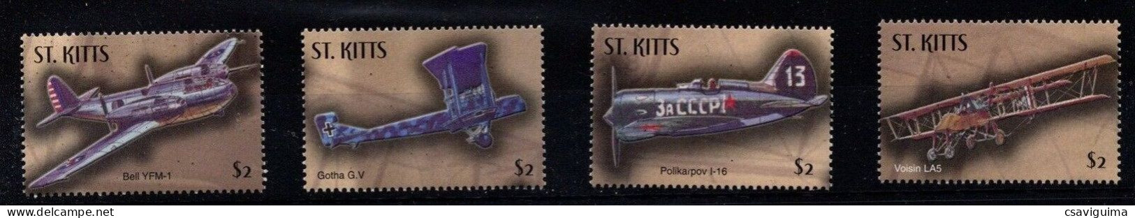 St Kitts - 2003 - Airplanes: Celebrating 100 Years Of Aviation - Yv 1110/13 (from Sheet) - Flugzeuge