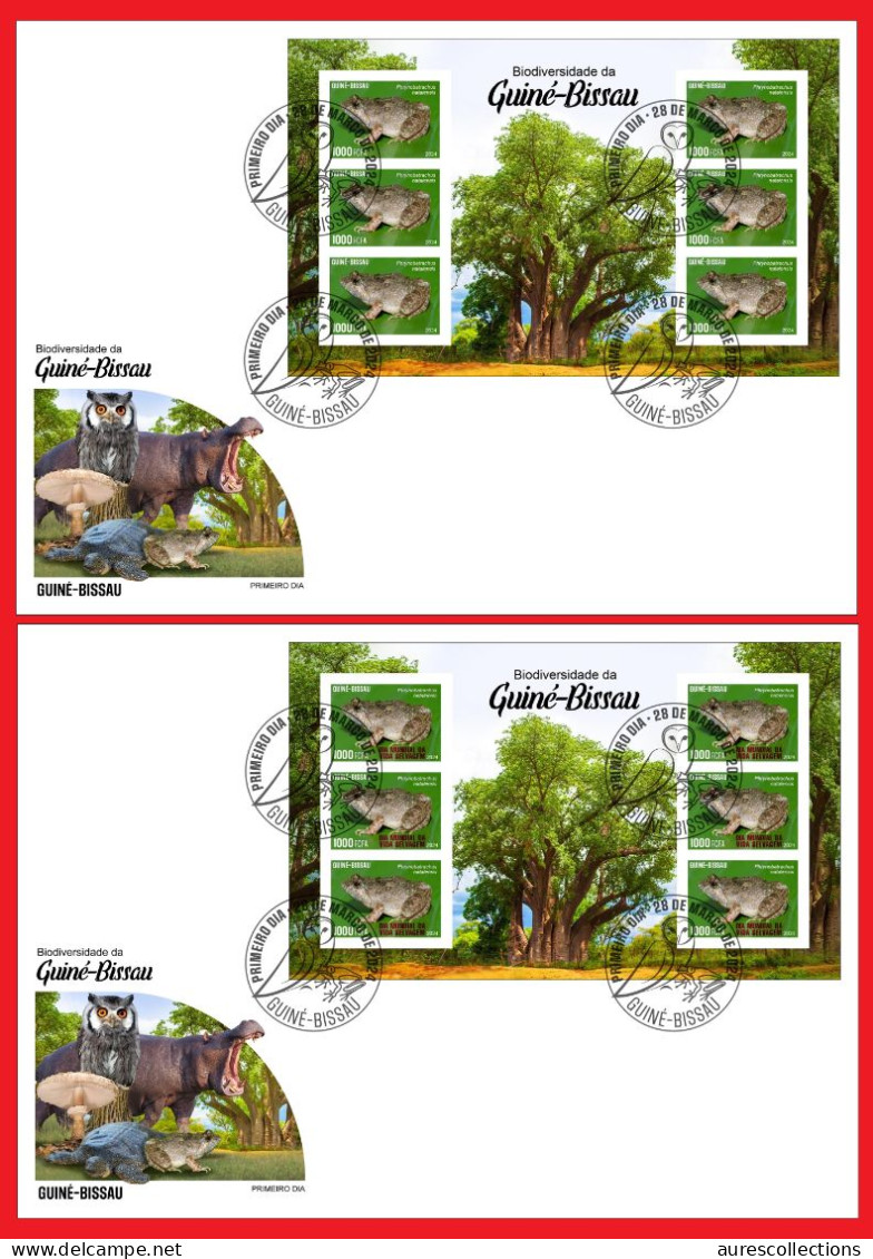 GUINEA BISSAU 2024 FDC IMPERF MS 6V - REG & OVERPRINT - FROG FROGS GRENOUILLES - BIODIVERSITY - WILDLIFE WORLD DAY - Grenouilles