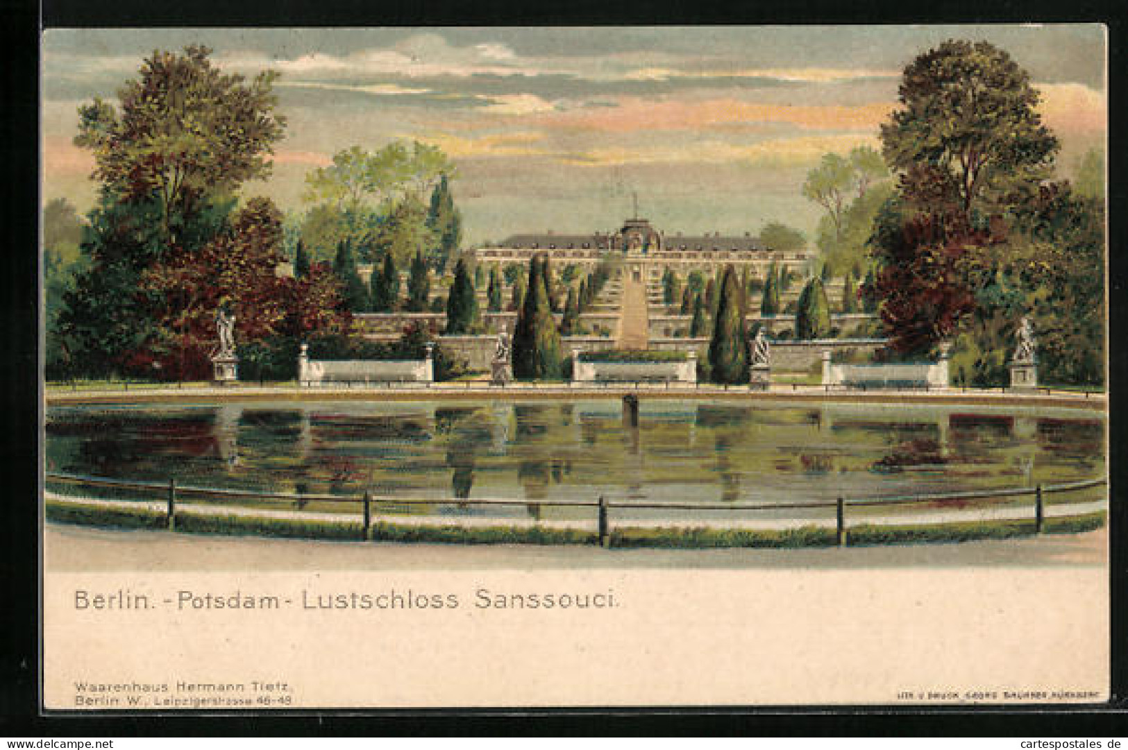 Lithographie Potsdam, Lustschloss Sanssouci  - Sonstige & Ohne Zuordnung
