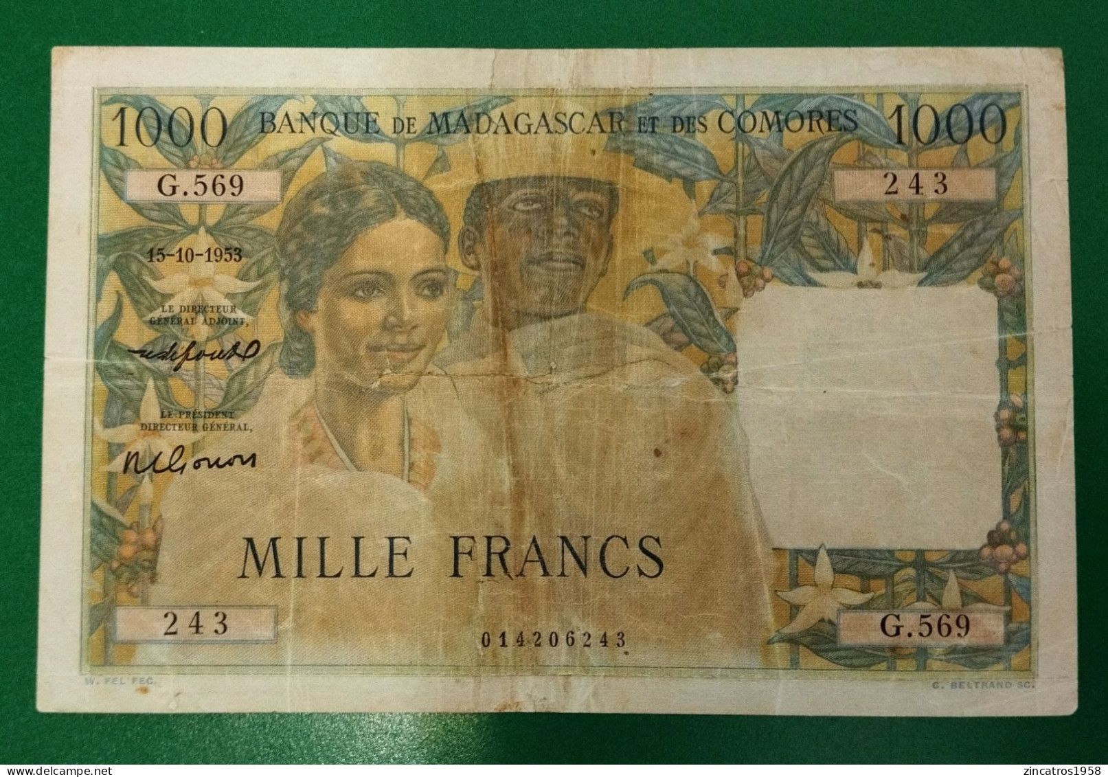 Madagascar / Banque Madagascar Et Comores / 1000 Francs 15/10/1953 P.48b / Trés Rare +++ - Madagascar