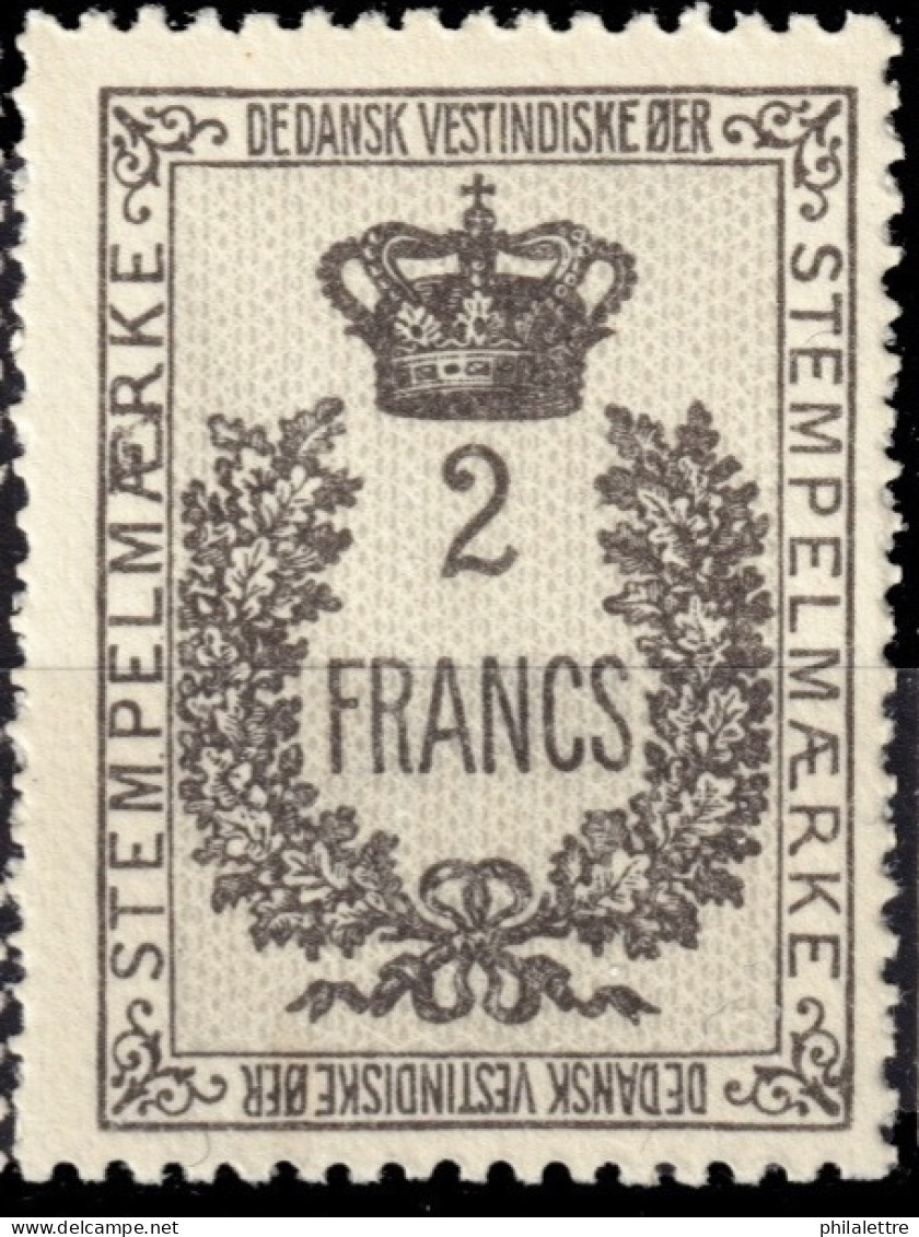 ANTILLES DANOISES / DANISH WEST INDIES - 1907 2 Francs Revenue Stamp - Mint Never Hinged - Dänische Antillen (Westindien)