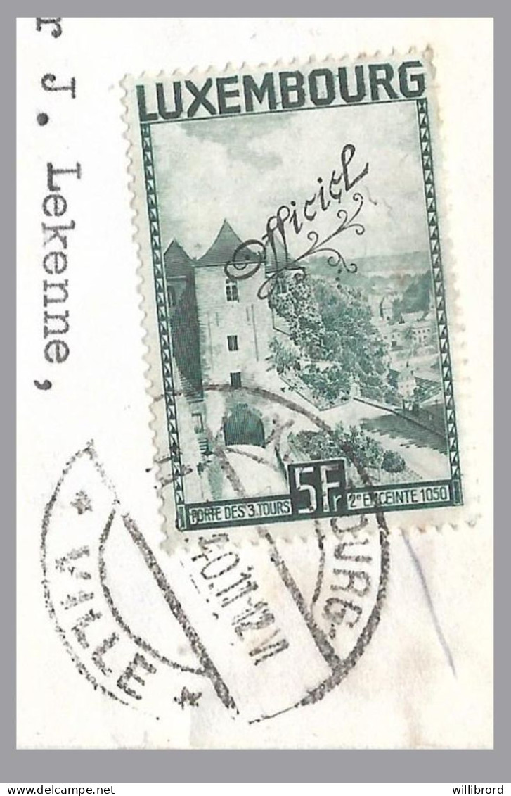 LUXEMBOURG 1940 OFFICIAL 5Fr Three-Towers - SOLE USE - Exprés To Int'l Water Exhibition, Liége, BELGIUM - Lettres & Documents