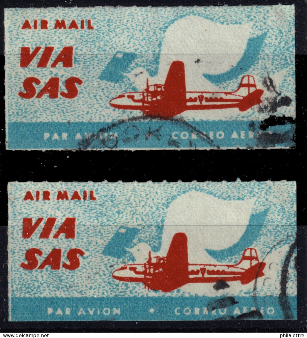 SWEDEN - 1940s Used "VIA SAS" Air Mail Labels - Gebraucht