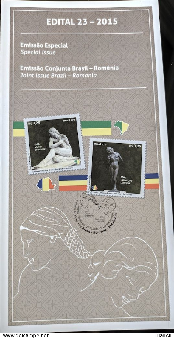 Brochure Brazil Edital 2015 23 Diplomatic Relations Brazil Romania Art Without Stamp - Covers & Documents