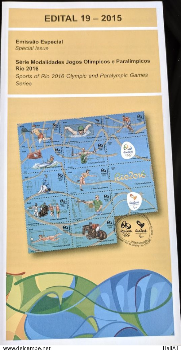 Brochure Brazil Edital 2015 19 Olympic And Paralympic Games Rio De Janeiro Without Stamp - Covers & Documents