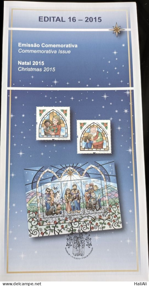 Brochure Brazil Edital 2015 16 Christmas Religion Without Stamp - Brieven En Documenten