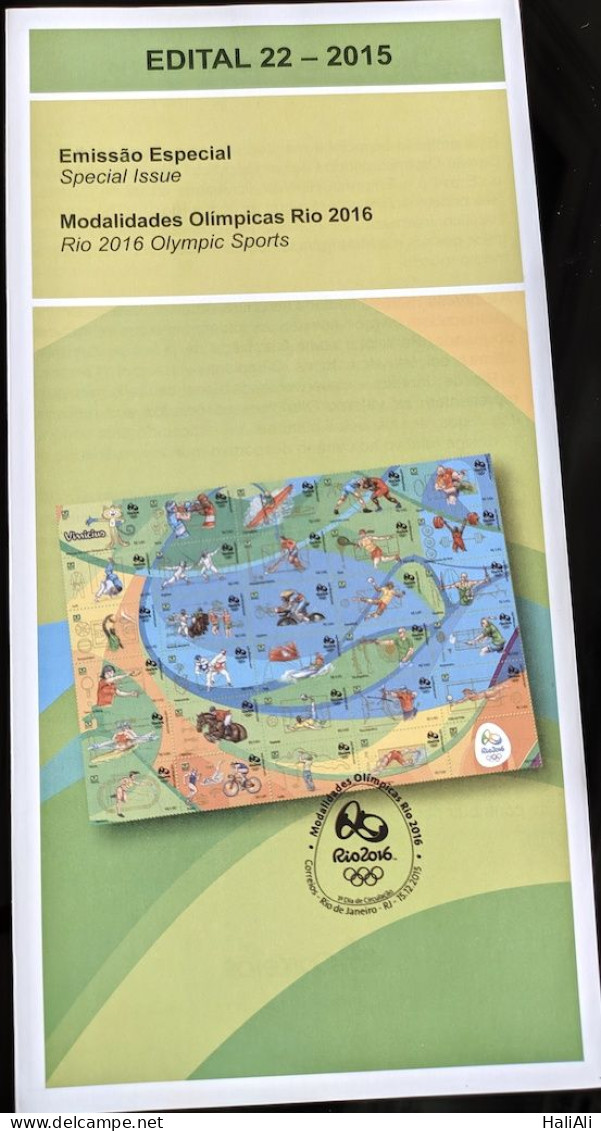 Brochure Brazil Edital 2015 22 Olympic Games Rio De Janeiro Without Stamp - Lettres & Documents