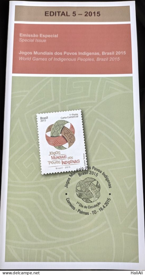 Brochure Brazil Edital 2015 05 World Games Of Indigenous Peoples Indio Without Stamp - Covers & Documents