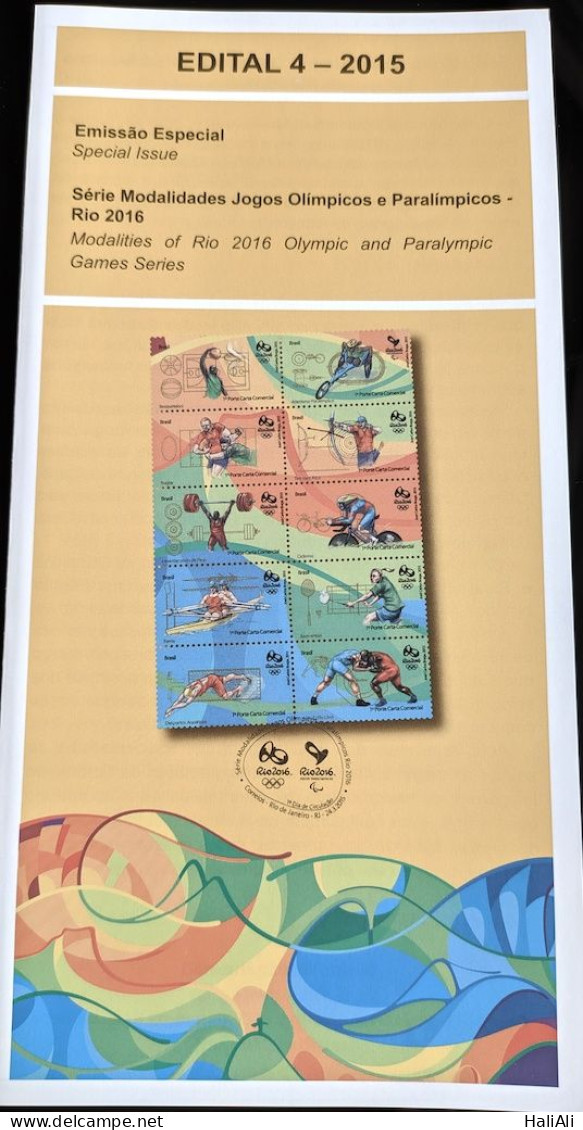 Brochure Brazil Edital 2015 04 Olympic And Paralympic Games Sport Without Stamp - Lettres & Documents