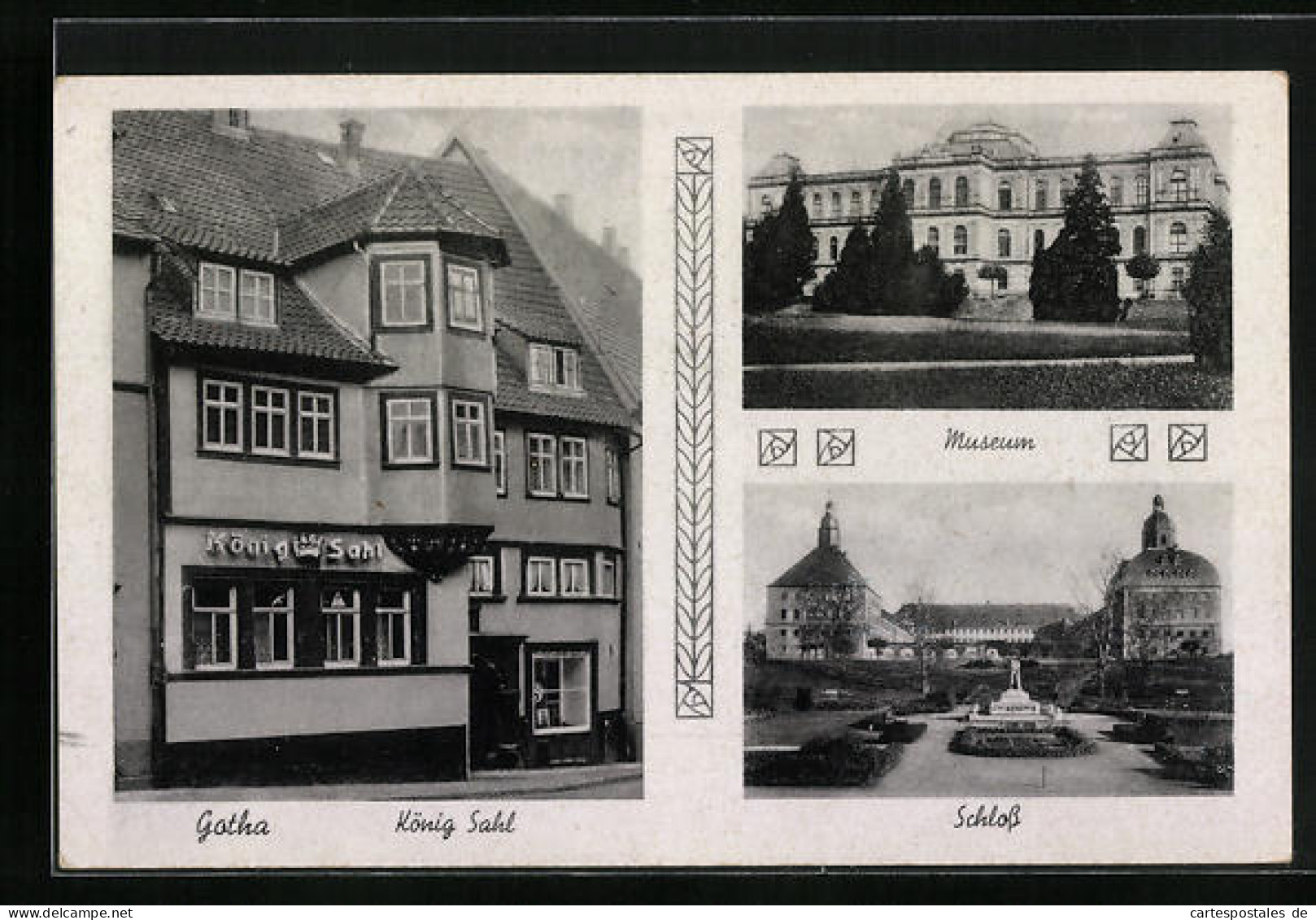 AK Gotha, Gasthaus König Sahl, Museum, Schloss  - Gotha