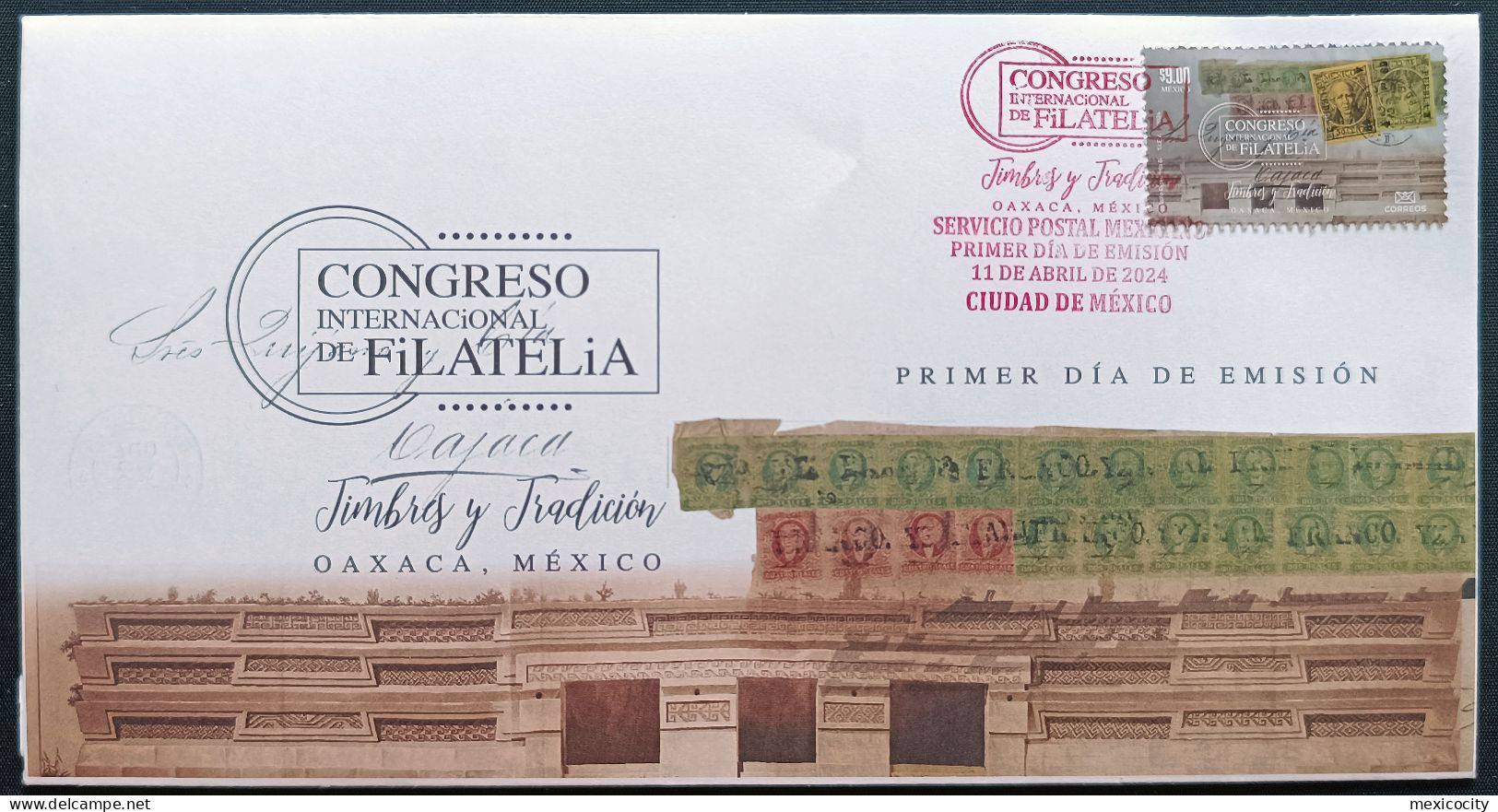 MEXICO 2024 STAMP ON STAMP & FDC Dsn. Salon Del Timbre Oaxaca See Img., Offcial FDC, Only 1000, Numbered - Timbres Sur Timbres