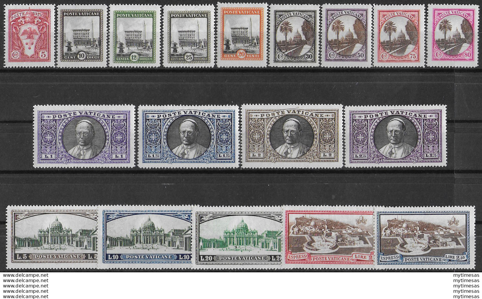 1933 Vaticano Giardini E Medaglioni 18v. Bc MNH N. 19/34+E - Sonstige & Ohne Zuordnung