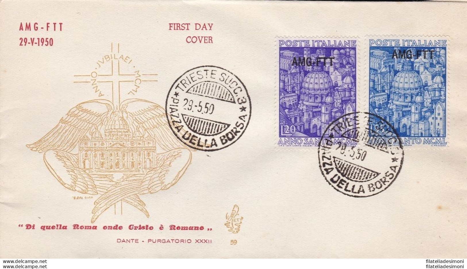 1950 TRIESTE A - N° 73/74 Anno Santo -  VENETIA  NON VIAGGIATA - Sonstige & Ohne Zuordnung