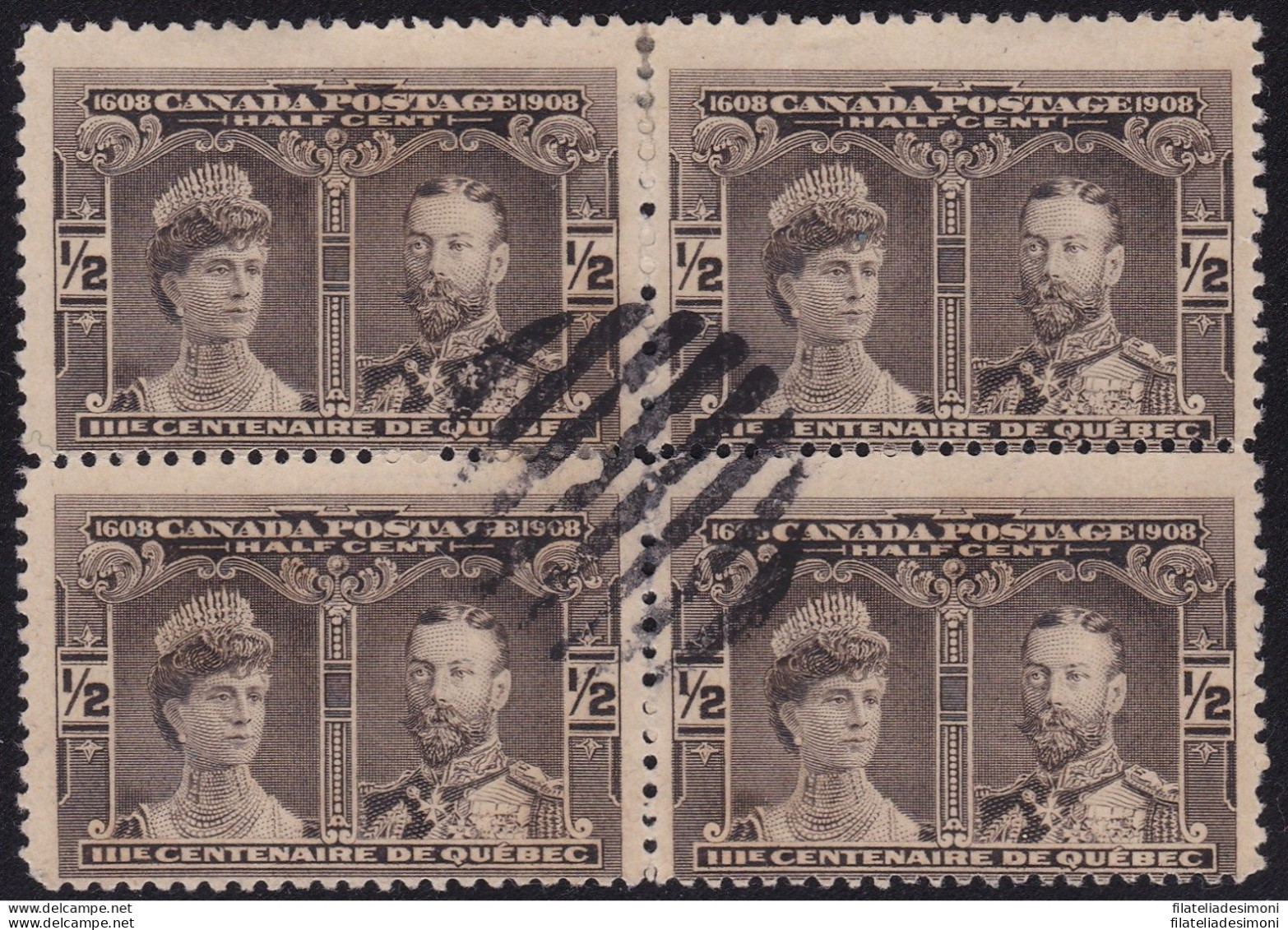 1908 CANADA, SG 188 Block Of USED - Autres & Non Classés