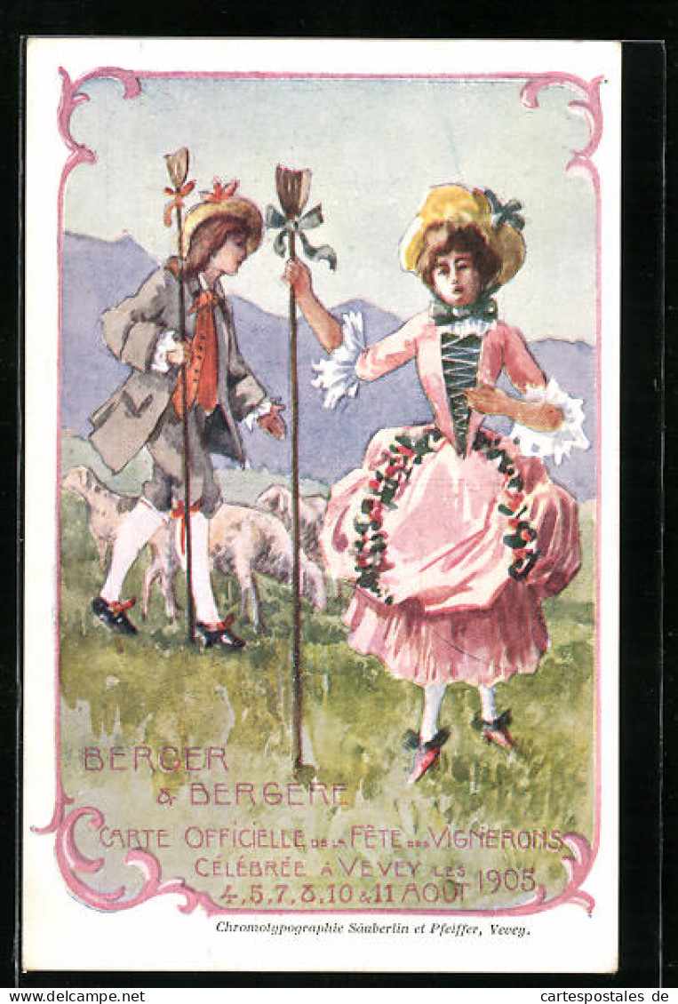 Künstler-AK Vevey, Fêtes Des Vignerons 1905, Berger & Bergere  - Vevey