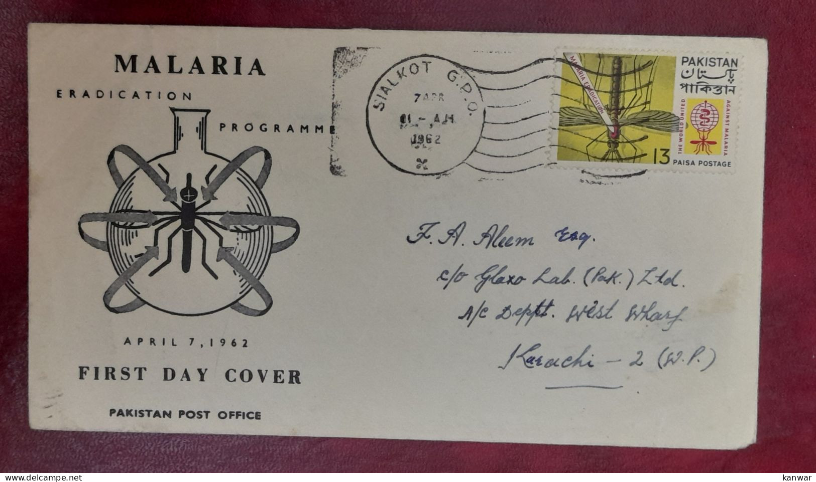 1962 Pakistan Used Cover With Malaria Stamp Mosquitoes Insects - Pakistán
