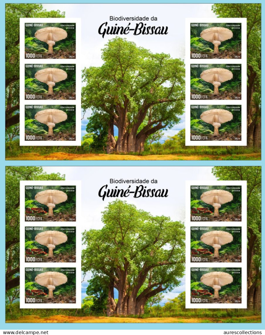 GUINEA BISSAU 2024 IMPERF MS 6V - REG & OVERPRINT - MUSHROOMS CHAMPIGNONS - BIODIVERSITY - WILDLIFE WORLD DAY - MNH - Pilze