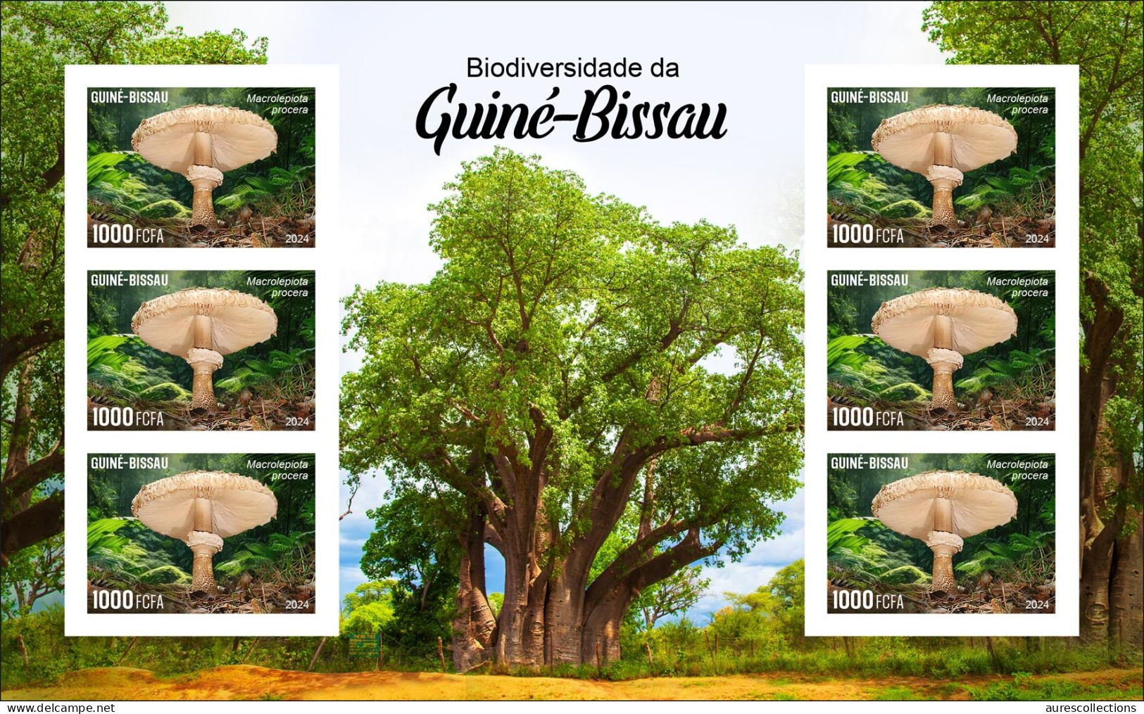 GUINEA BISSAU 2024 IMPERF MS 6V - REG & OVERPRINT - MUSHROOMS CHAMPIGNONS - BIODIVERSITY - WILDLIFE WORLD DAY - MNH - Pilze