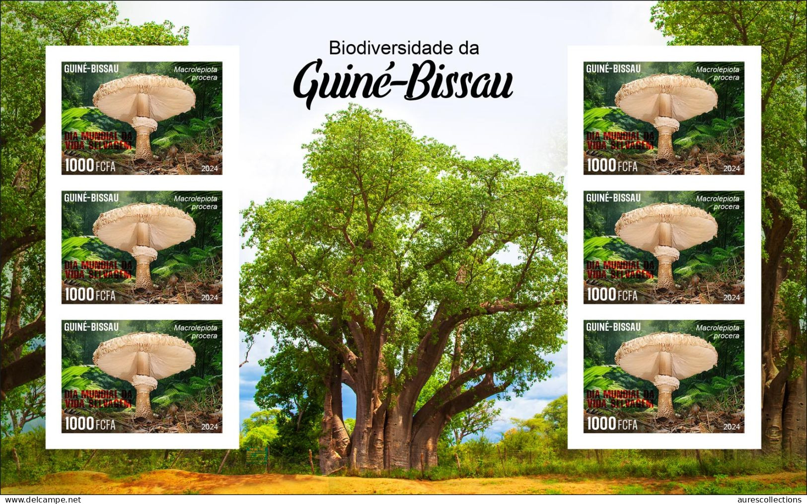 GUINEA BISSAU 2024 IMPERF MS 6V - REG & OVERPRINT - MUSHROOMS CHAMPIGNONS - BIODIVERSITY - WILDLIFE WORLD DAY - MNH - Pilze