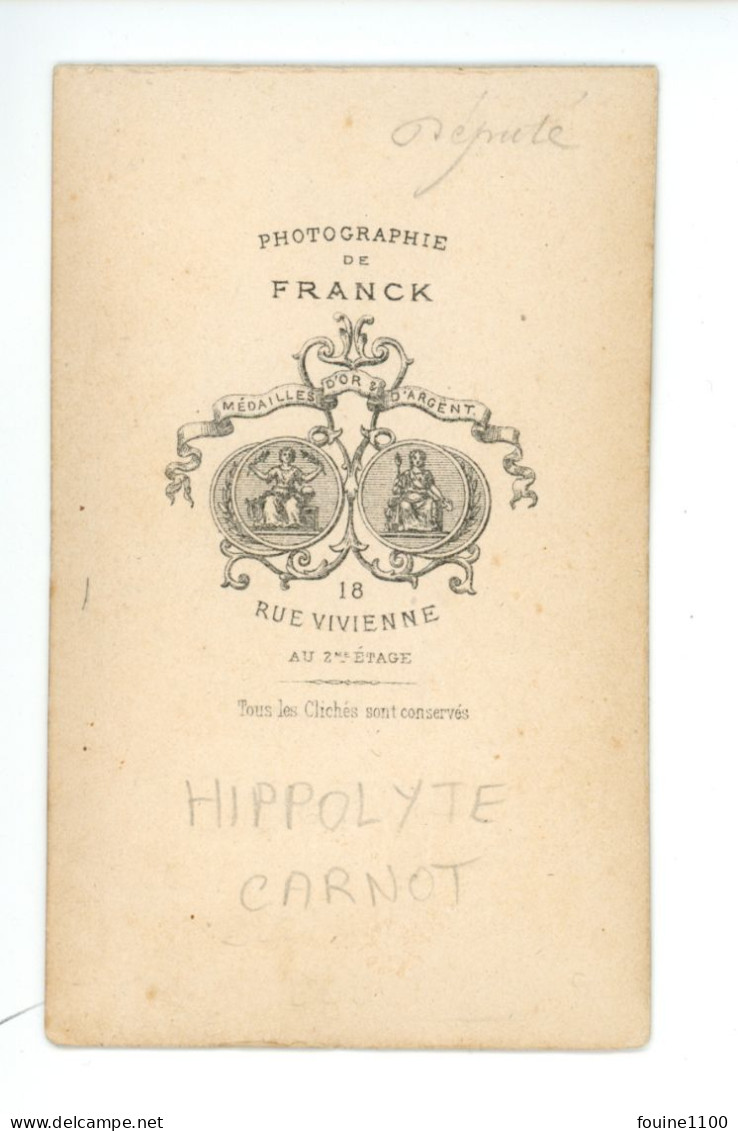 CDV Photo Originale DEPUTE HIPPOLYTE CARNOT ( Sénateur )  ( An 1861 1862 ) Homme Politique / Personnalité - Alte (vor 1900)