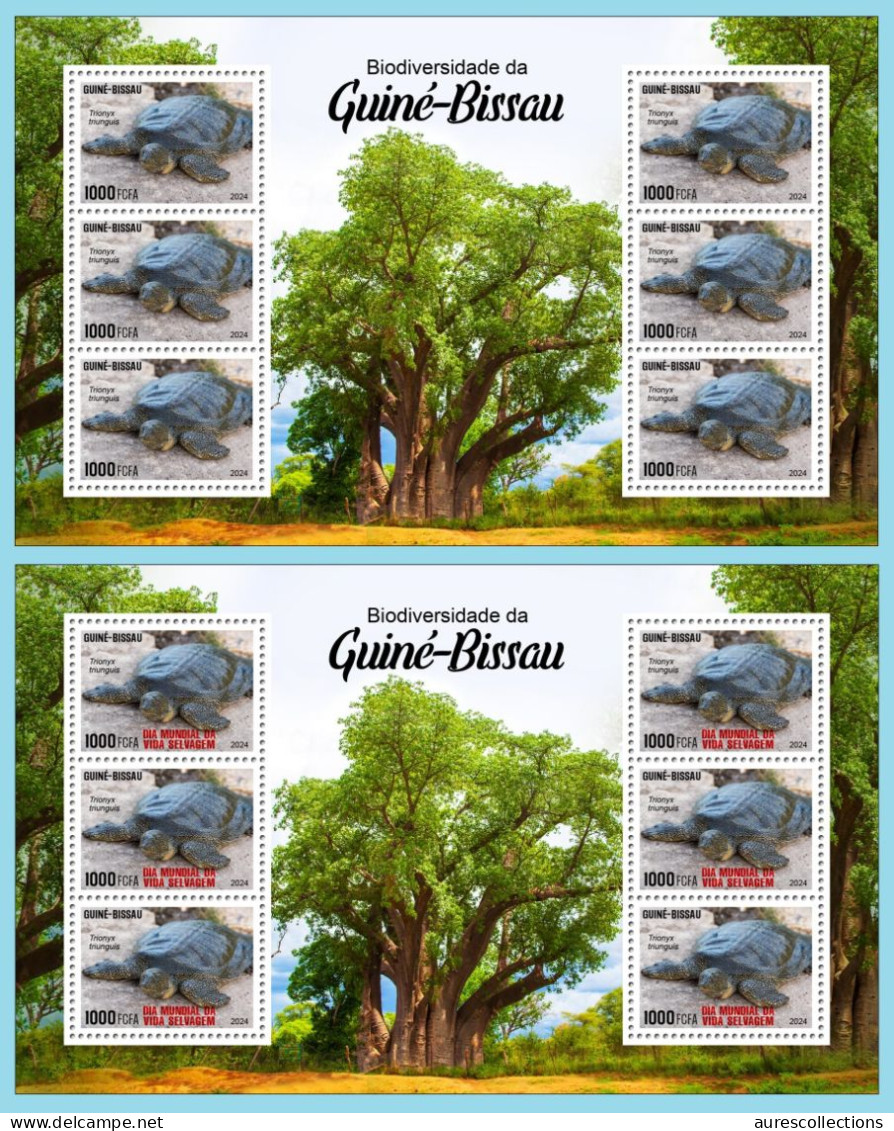 GUINEA BISSAU 2024 MS 6V - REG & OVERPRINT - TURTLE TURTLES TORTUES - BIODIVERSITY - WILDLIFE WORLD DAY - MNH - Schildkröten