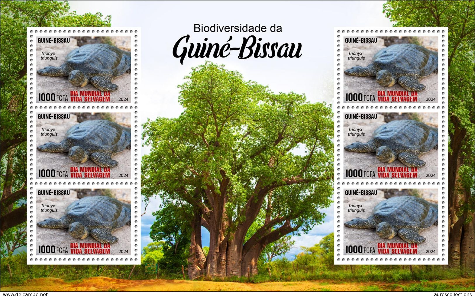 GUINEA BISSAU 2024 MS 6V - REG & OVERPRINT - TURTLE TURTLES TORTUES - BIODIVERSITY - WILDLIFE WORLD DAY - MNH - Turtles