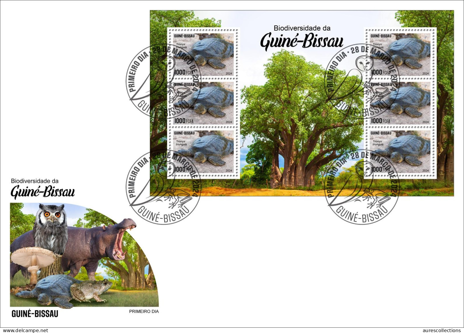 GUINEA BISSAU 2024 FDC MS 6V - REG & OVERPRINT - TURTLE TURTLES TORTUES - BIODIVERSITY - WILDLIFE WORLD DAY - Tortues