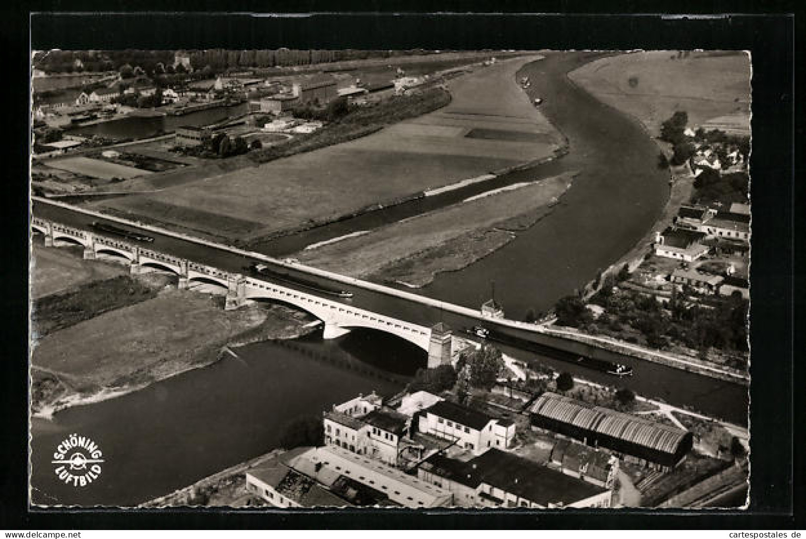 AK Minden, Mittellandkanal Mit Überführung Vom Flugzeug Aus  - Minden