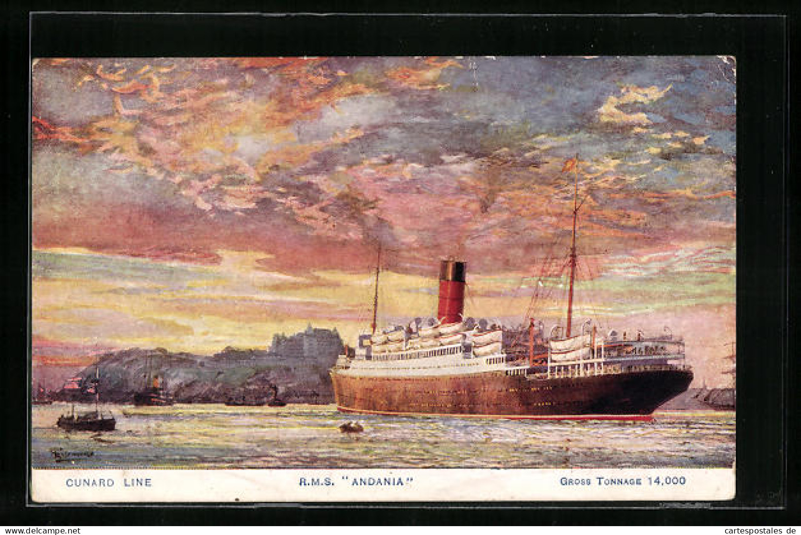 Künstler-AK Passagierschiff RMS Andania Der Cunard Line  - Paquebote