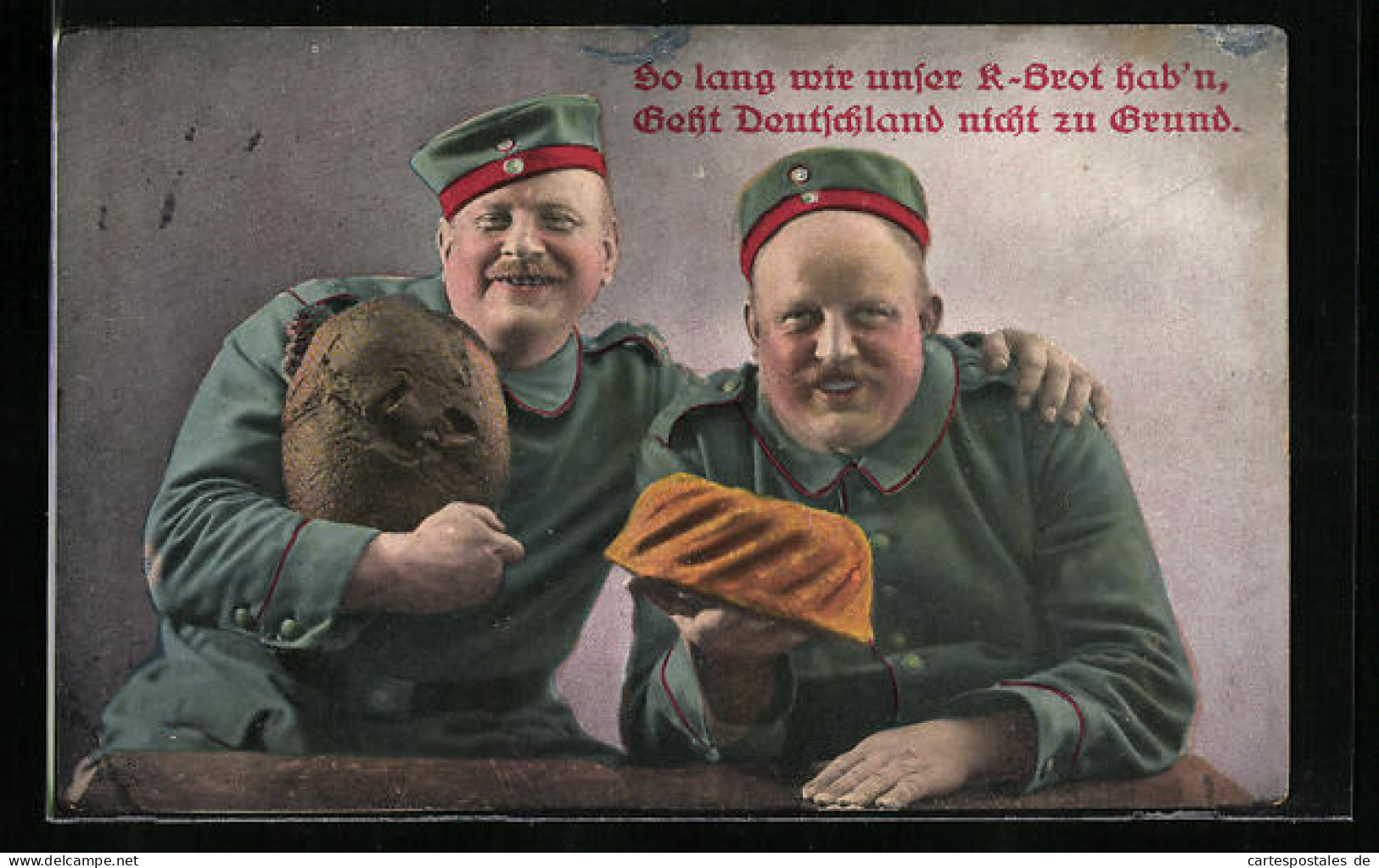 AK Deutsche Soldaten Mit Brot Und Kuchen  - Guerra 1914-18