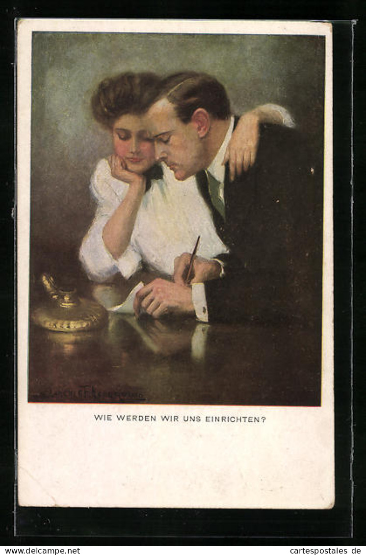 Künstler-AK Clarence F. Underwood: Junges Verliebtes Paar Richtet Erste Gemeinsame Wohnung Ein  - Underwood, Clarence F.