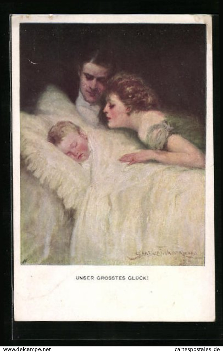 Künstler-AK Clarence F. Underwood: Unser Grösstes Glück, Paar Feiert Die Ankunft Ihres Babys  - Underwood, Clarence F.