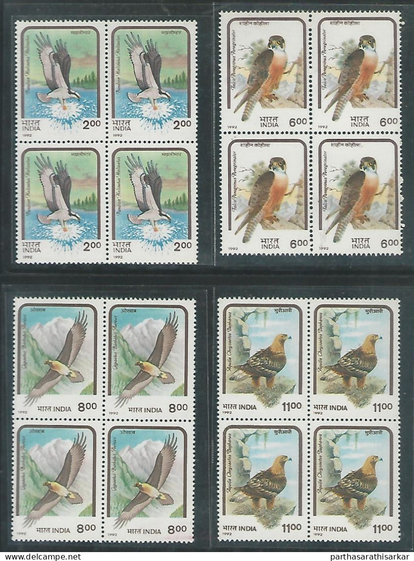 INDIA 1992 BIRDS OF PREY BLOCK OF 4 COMPLETE SET  MNH - Aquile & Rapaci Diurni