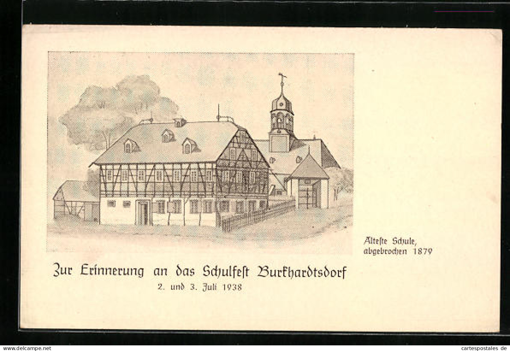 Künstler-AK Burkhardtsdorf, Erinnerung An Das Schulfest 1938  - Burkhardtsdorf