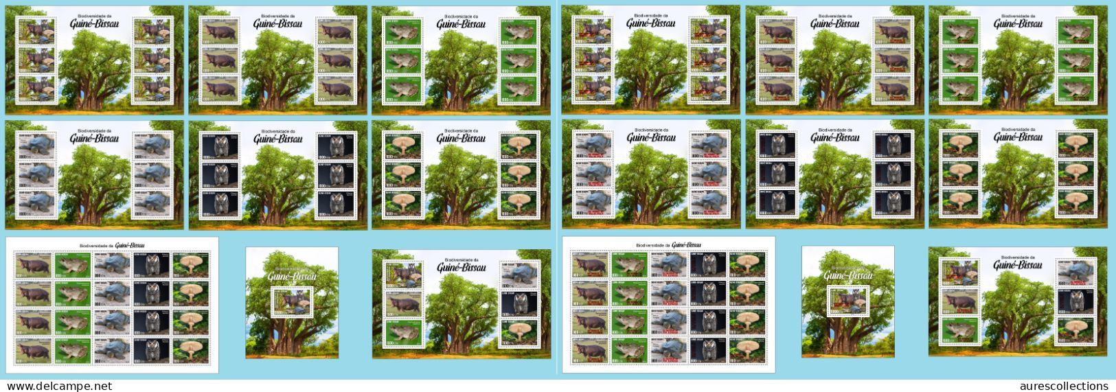 GUINEA BISSAU 2024 FULL PACK 18 M/S - REG & OVERPRINT - MUSHROOMS OWLS FROG FROGS TURTLE TURTLES HIPPOPOTAMUS BAOBAB MNH - Rane