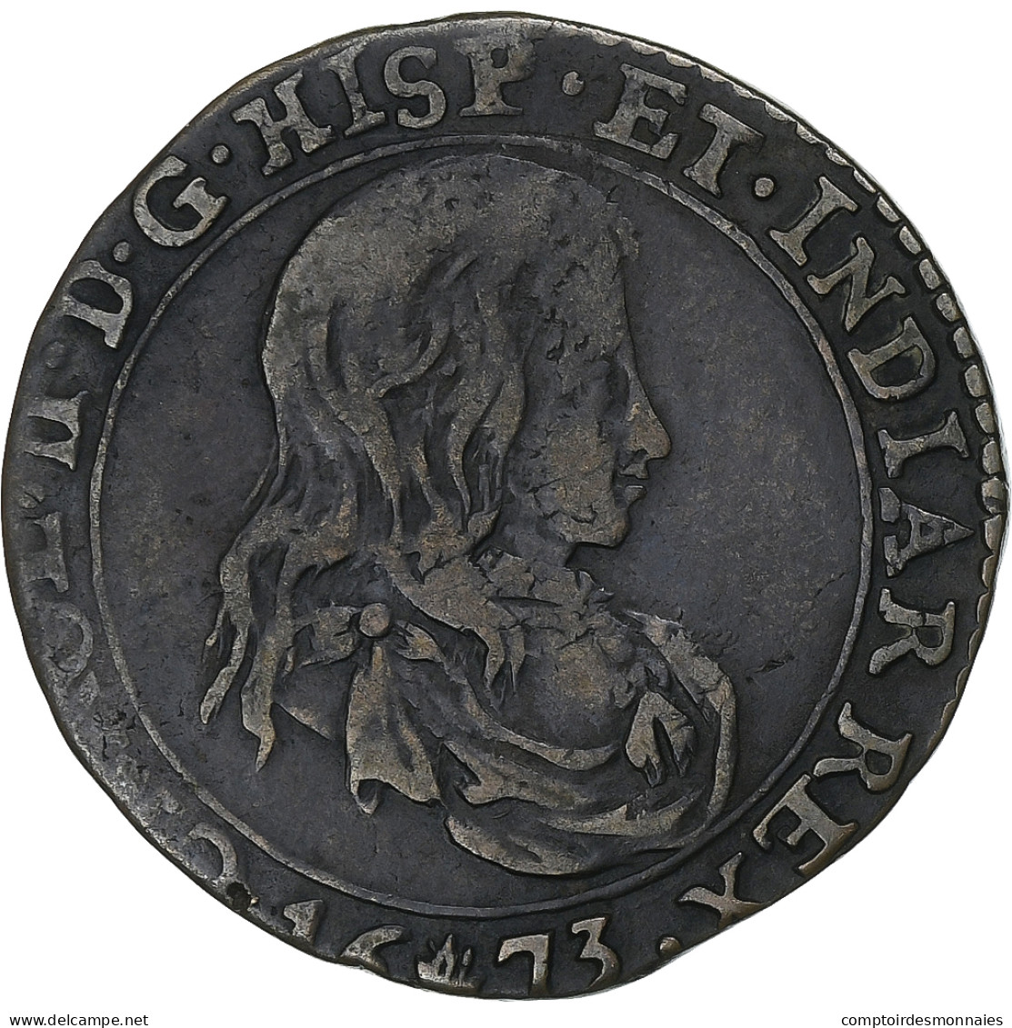 Pays-Bas Espagnols, Jeton, Charles II, 1673, Anvers, Cuivre, TB+ - Autres & Non Classés